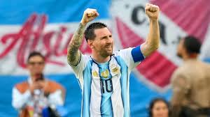 Lionel Messi celebrating in Argentina colors