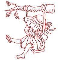 Résultat de recherche d'images pour "Redwork embroidery girls dress up"