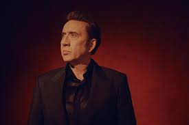 Nicolas Cage at a press event, discussing his stance on artificial intelligence in Hollywood.