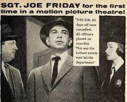 Dragnet 1951 TV series Jack Webb as Sergeant Joe Friday Ben Alexander as Frank Smith black and white television stills Badge 714 LAPD police procedural 1950s NBC show, AI generated