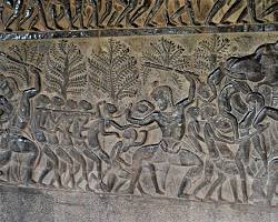 Image of Basrelief carvings at Angkor Wat temple
