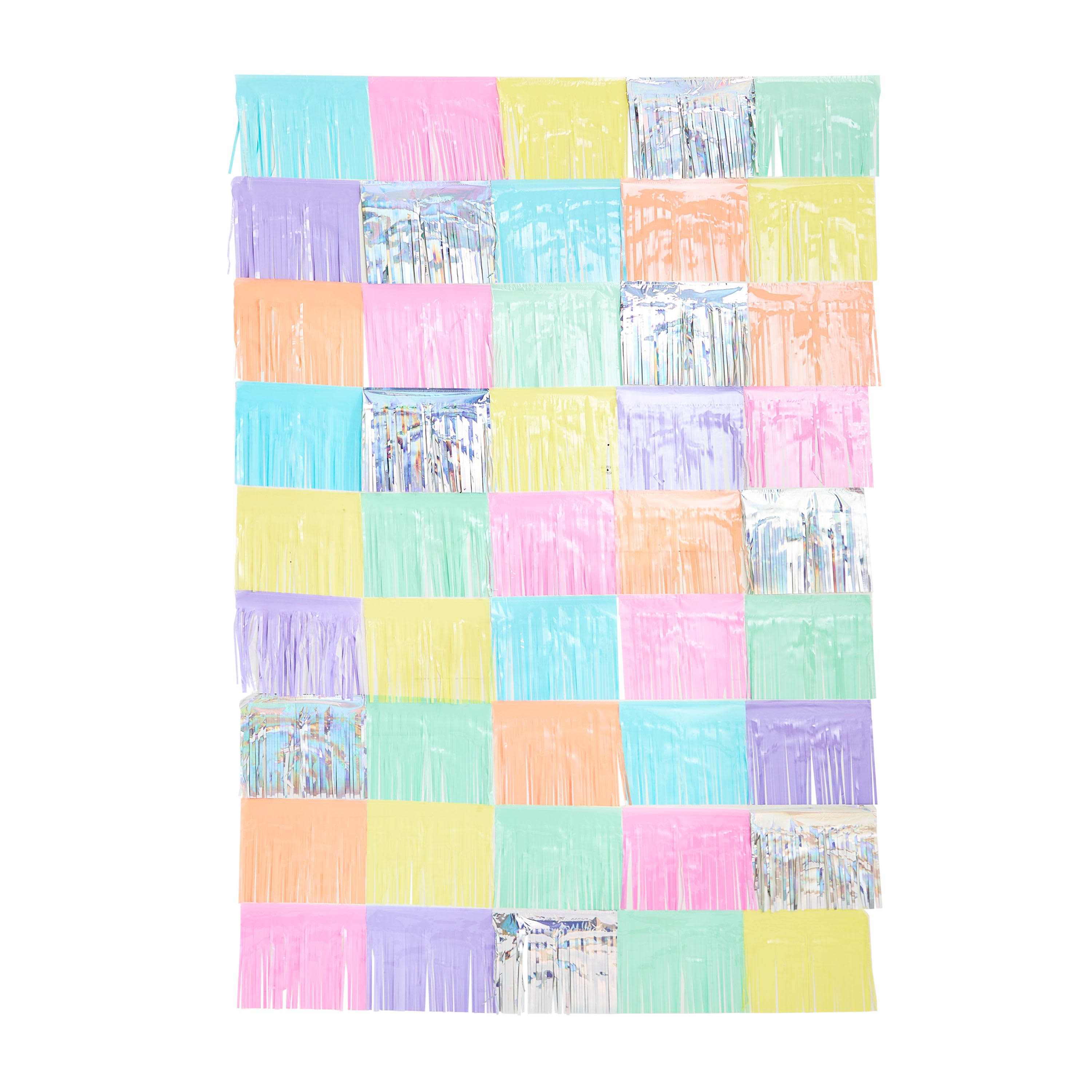 Pastel and Iridescent Foil Fringe Banner Backdrop Kit