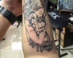 Image of Shoulder or Upper Arm mother and two children tattoo