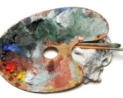 Image of painter mixing colors on a palette