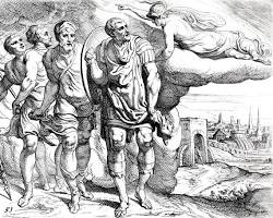 Image of Odyssey Book 24 classical art Odysseus father Laertes peace is restored