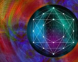 visionary art microscopic cells as galaxies molecular biology sacred geometry fractal cosmic mirror, AI generated
