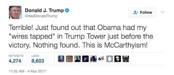 Image result for donald trump tweets today on obama wiring his phone