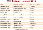 National holidays 2015