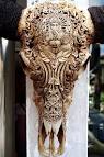 Hand Carved Buffalo Skull Designs AUREUS ARTS