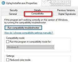 Compatibility tab in app properties