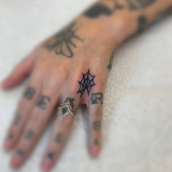 Little spider Web hand tattoo from today 🕸️