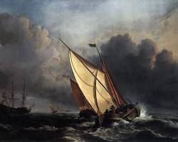 Immagine di Nave su mare in tempesta con raggio di luce