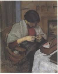 kaufen August Macke - Elisabeth Gerhard Nähen (Gemälde ...