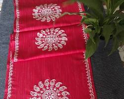 Chikankari embroidery on a tablecloth