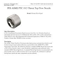 PFS ASME PTC 19.5 Throat Tap Flow Nozzle