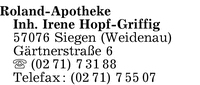 Firma Roland-Apotheke Inh. Irene Hopf-Griffig in Siegen - Branche ...