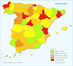 Resultado de imagen de mapa densidad de poblacion españa