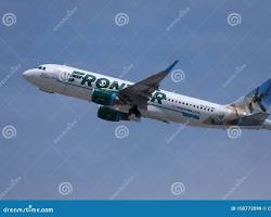 Image of Frontier Airlines plane taking off from Los Angeles