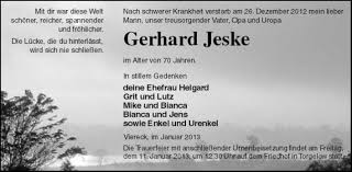 Gerhard Jeske -Viereck, im Jan | Nordkurier Anzeigen - 006210842501