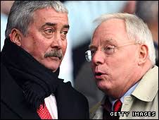 David Moores (left) and George Gillett at Anfield in 2007. Moores (left) talks with Gillett at Anfield in 2007 - _47924765_moores