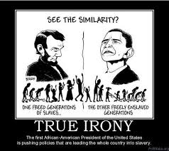 True Irony....Abraham Lincoln pushed forth the &quot;freedom of slavery ... via Relatably.com