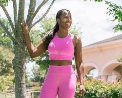Image of Activewear outfit with yoga pants, sports bra, and sneakers