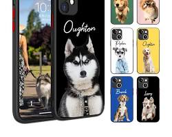 phone case with a pet photo and an illustrationの画像