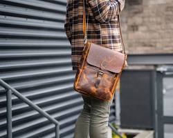 Image of Leather Satchel Crossbody bag