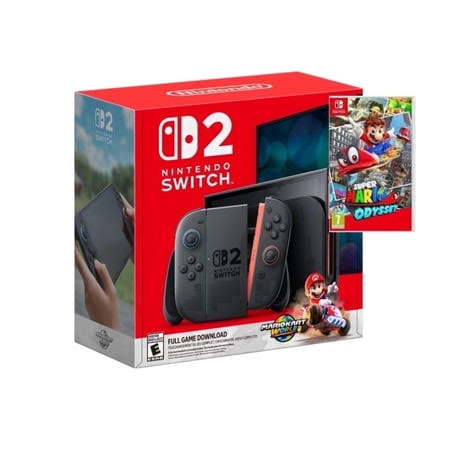 Nintendo Switch 2 Mario Kart World Bundle + Super Mario Odyssey Game
