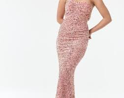 Rose Pink Bandeau Sequin Maxi Dress - Etsy