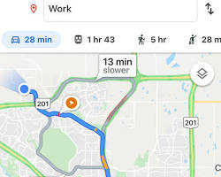 Image of Google Maps route options