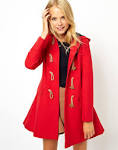 Womens Red Duffle Coat Peacocks