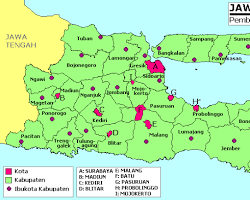 Image of Peta Jawa Timur lengkap dengan nama kota