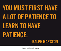 You must first have a lot of patience to learn to have patience ... via Relatably.com