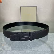 Tom Ford Black Pebbled Grain Leather Belt w/ Insert T- Buckle ...