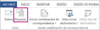 Resultado de imagen para etiquetas  en word 2013 correspondencia