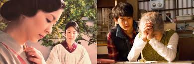 Left: Matsu Takako and Kuroki Hana (right) in Showa. Right: Tsumabuki (left) and Baisho Chieko in Heisei. ©2013″The Little House” Film Partners - DJweb_21_soc_04_033-730x242