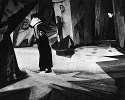 Imagem De Scene From An Expressionist Film, With Distorted Sets And Dramatic Lighting