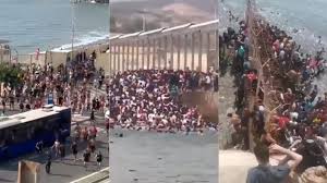 Vídeos mostram multidão de migrantes entrando em Ceuta; prefeito pede estado de emergência