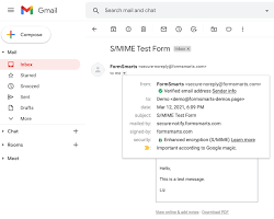Image of Gmail Settings > Security > Enable S/MIME encryption