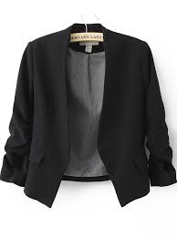 Image result for ladies black jacket with ruched sleeves