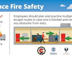 Image of office workers practicing a fire drill