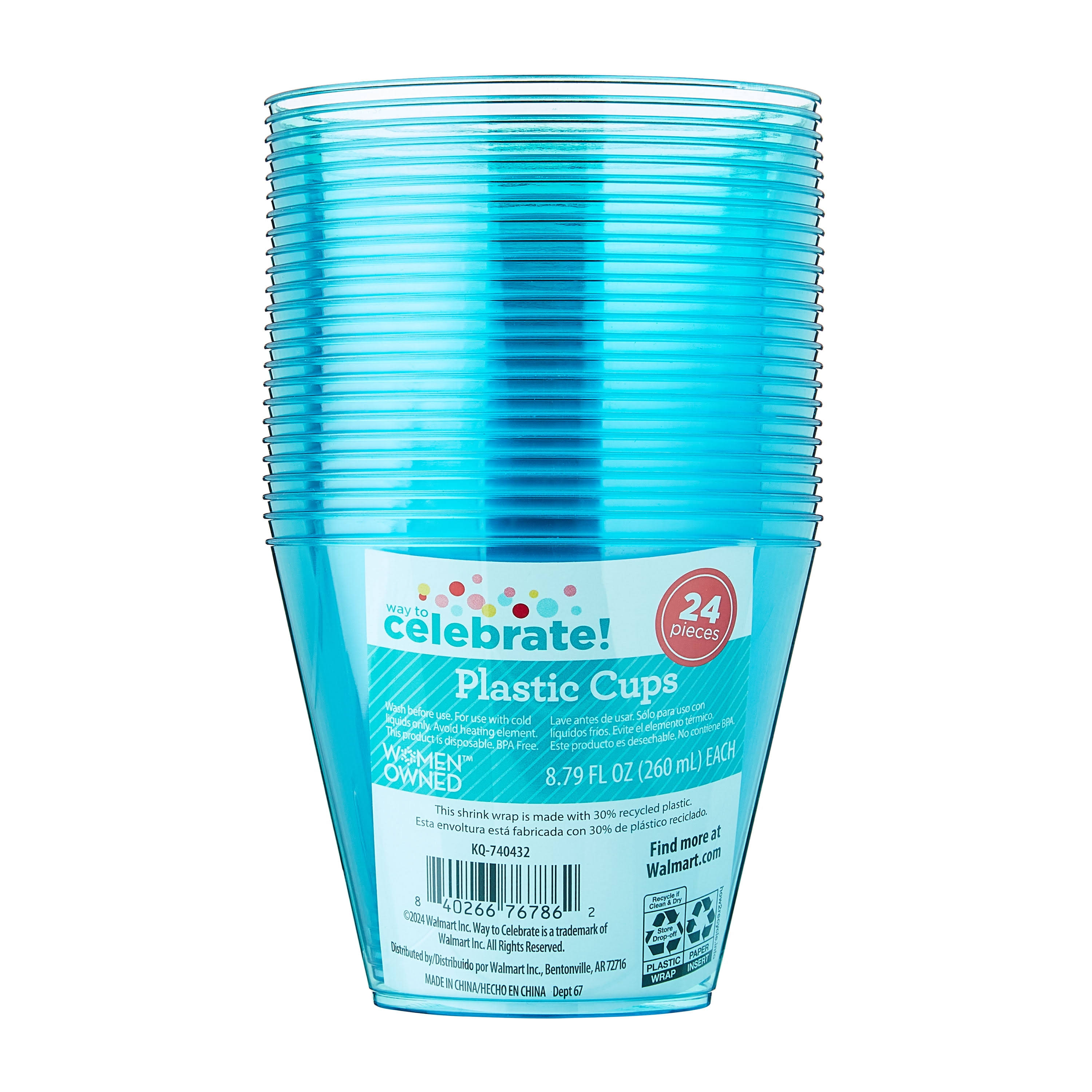 Disposable Plastic Cups Blue 8.79 fl oz
