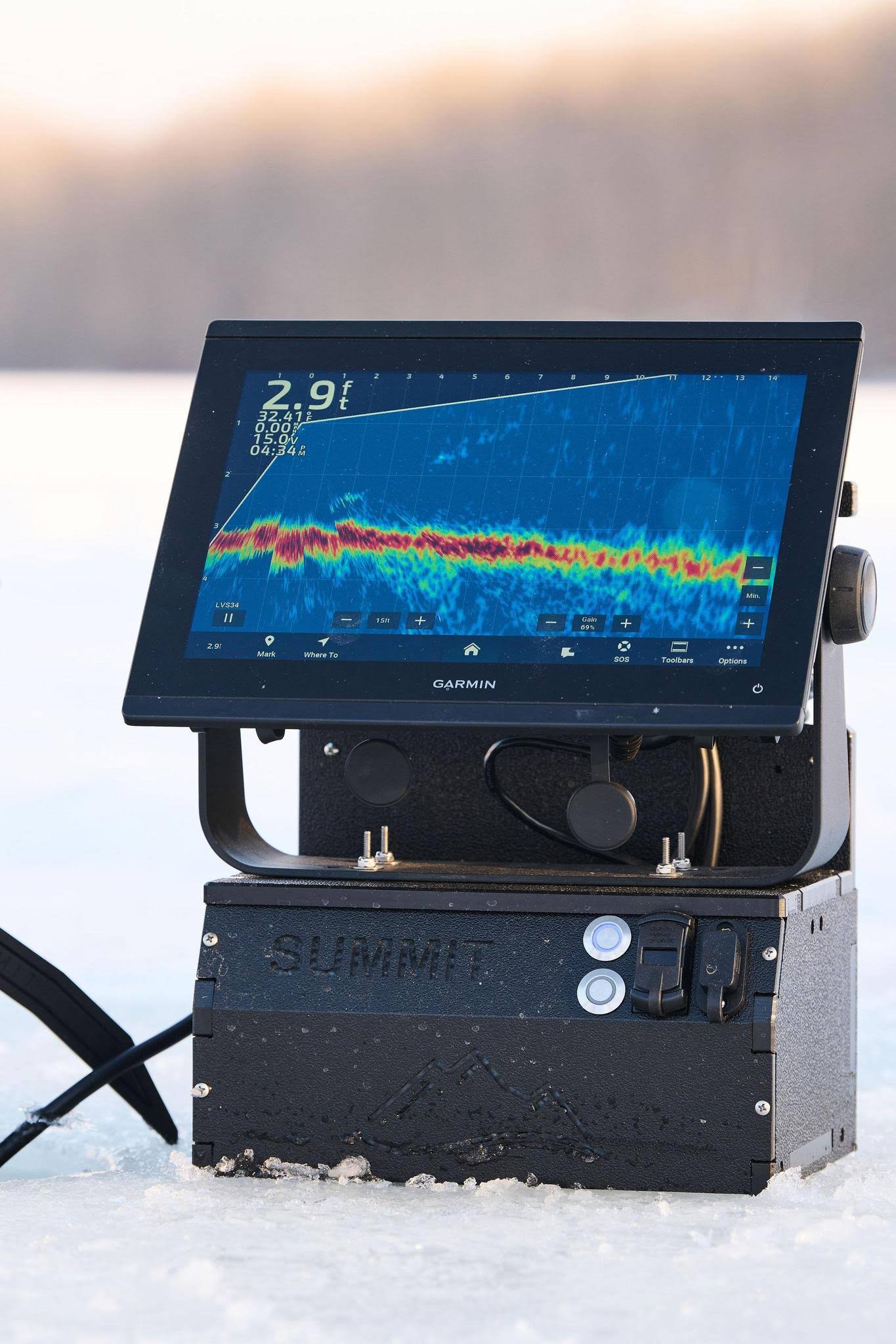 Livescope Ice Fishing Bundle Garmin Lvs34 Shuttle System Summit Fishing Equipment ECHOMAP Battery