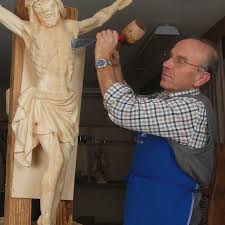 Heiliger Lukas Holz, geschnitzt coloriert aus Südtirol