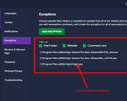 Image of firewall antivirus exception adding game executable
