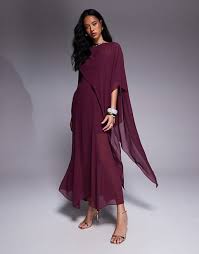Vestido largo color vino con mangas capa de Forever New | ASOS
