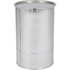 20 Gallon Stainless Steel Drum, UN Rated, Cover w/Bolt Ring