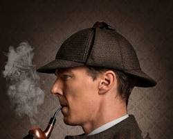 Image of Sherlock Holmes smoking a pipe