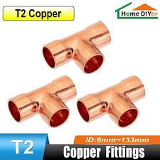 Copper End Feed Equal Tee Fittings Φ6mm to Φ133mm 3 Way Pipe ...